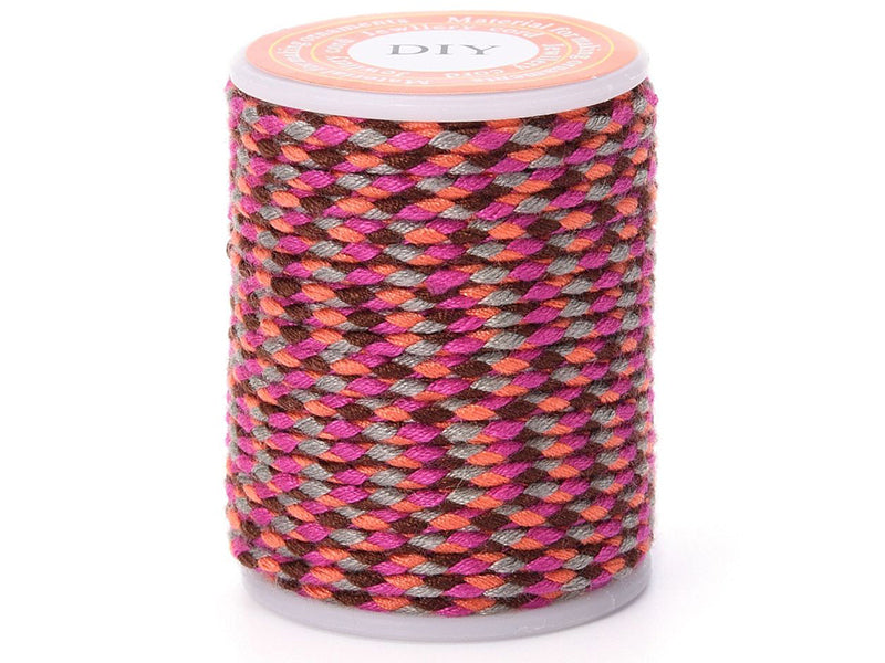 Achat Bobine de 4 m de cordon en coton tressé - Rose, doré et bordeaux