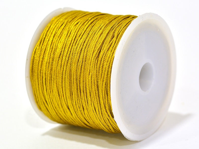 achat 1 m de fil de jade / fil nylon tressé 1 mm - ocre moutarde brillant