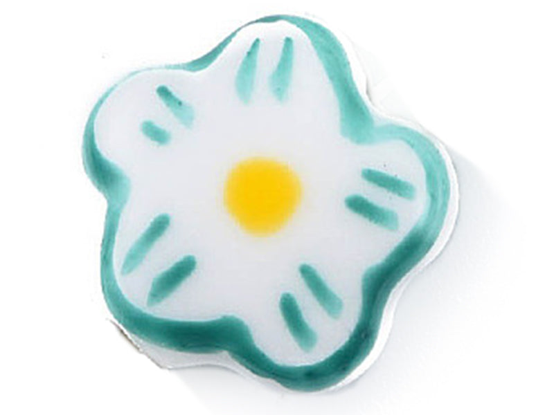 Achat Perle fleur en porcelaine - Bleu - 15 mm