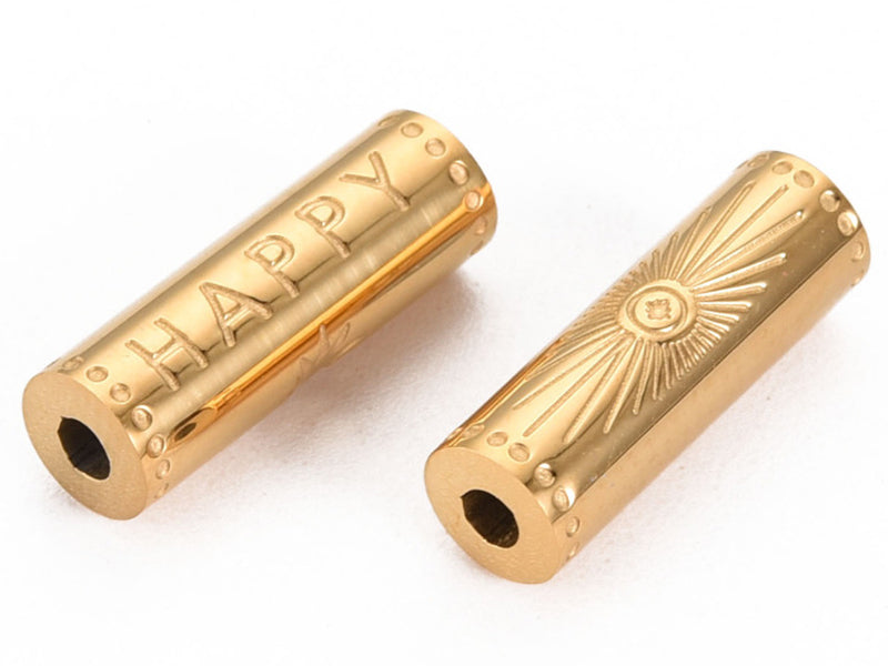 achat Perle talisman - colonne Happy - doré à l'or fin 14 K - 15 mm