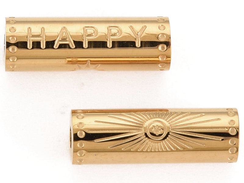Achat Perle talisman - colonne Happy - doré à l'or fin 14 K - 15 mm