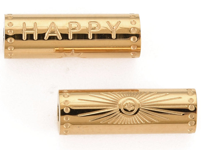 Achat Perle talisman - colonne Happy - doré à l'or fin 14 K - 15 mm