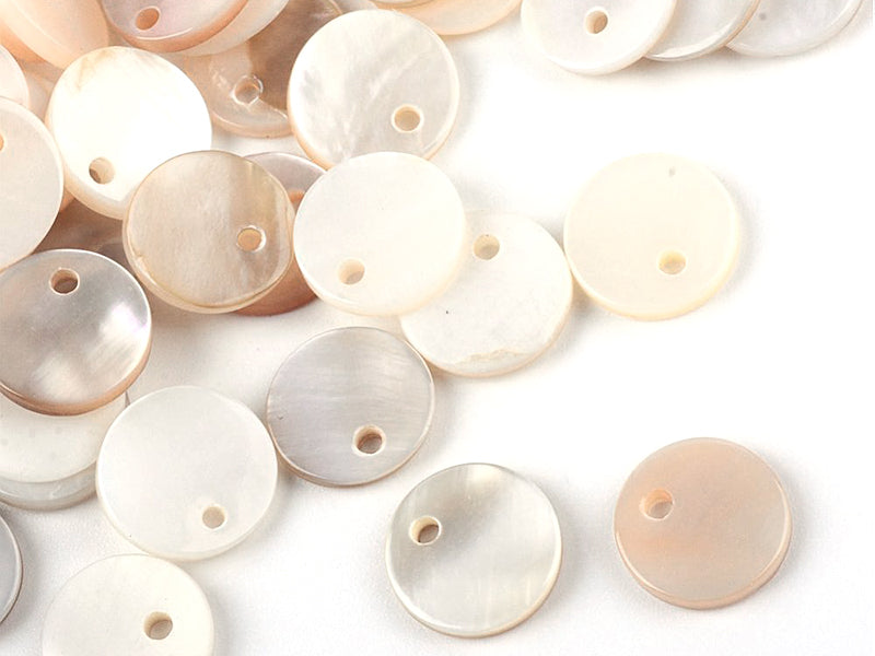 Achat Lot de 10 breloques - Pampille ronde - coquillage naturel - 10 mm