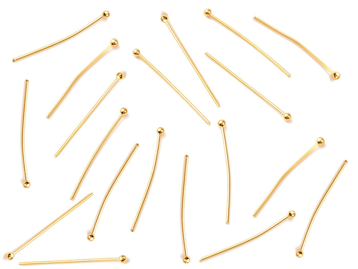 Achat Lot de 50 clous à tête boule - Doré à l'or fin 18K - 24 mm