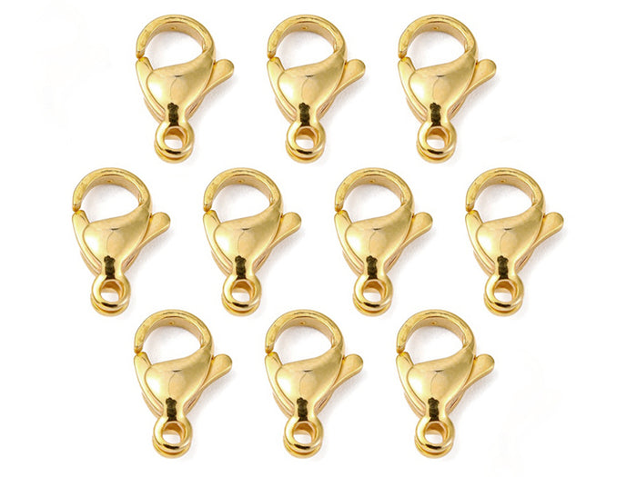 Achat Lot de 10 fermoirs mousquetons - Doré à l'or fin 24K - éco pack - 13 x 8 mm