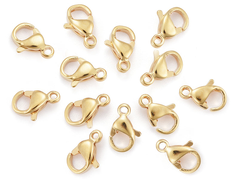 Achat Lot de 10 fermoirs mousquetons - Doré à l'or fin 24K - éco pack - 9 x 6 mm