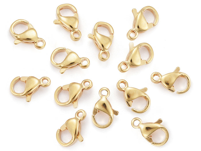 Achat Lot de 10 fermoirs mousquetons - Doré à l'or fin 24K - éco pack - 9 x 6 mm