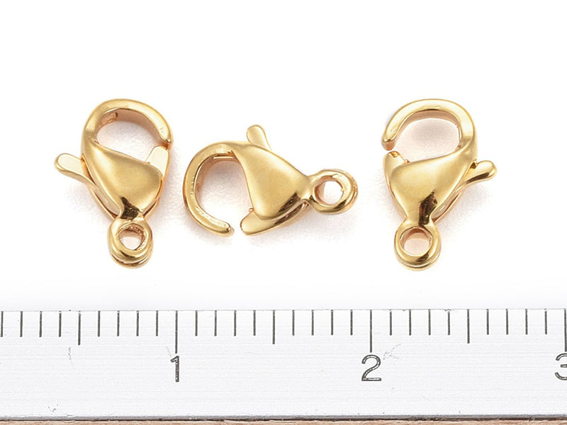 achat Lot de 10 fermoirs mousquetons - Doré à l'or fin 24K - éco pack - 9 x 6 mm