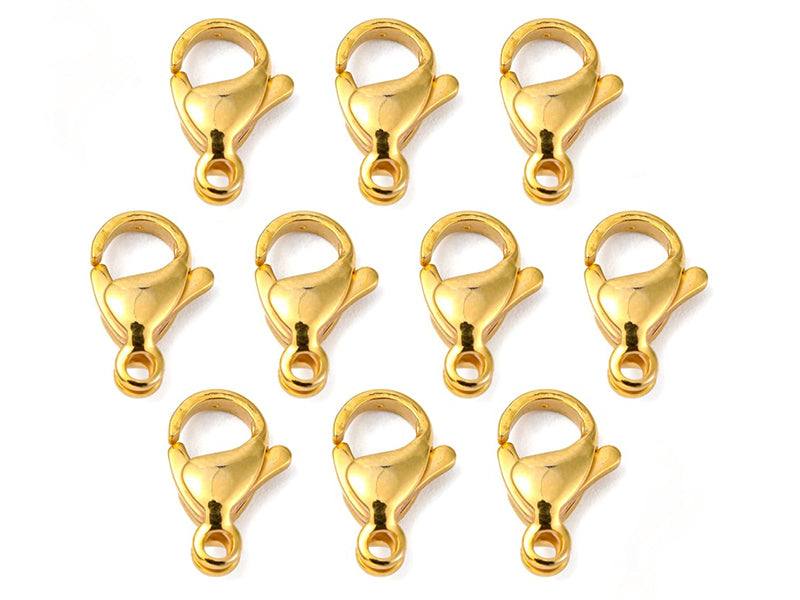 Achat Lot de 10 fermoirs mousquetons - doré à l'or fin 24K - éco pack - 11 x 7 mm