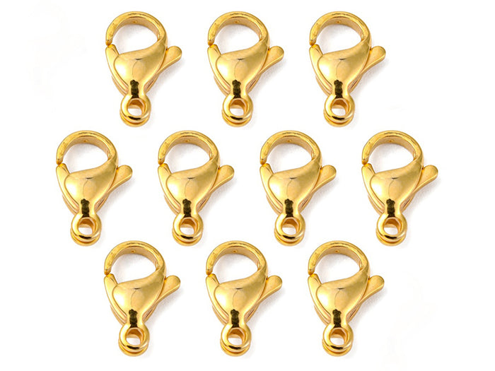 Achat Lot de 10 fermoirs mousquetons - doré à l'or fin 24K - éco pack - 11 x 7 mm