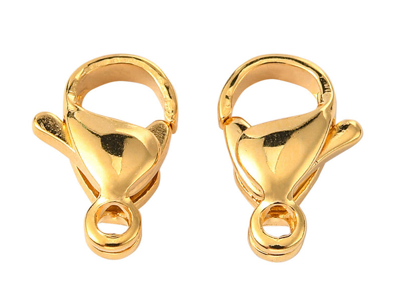 Achat Lot de 10 fermoirs mousquetons - doré à l'or fin 24K - éco pack - 11 x 7 mm