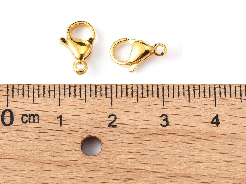 achat Lot de 10 fermoirs mousquetons - doré à l'or fin 24K - éco pack - 11 x 7 mm