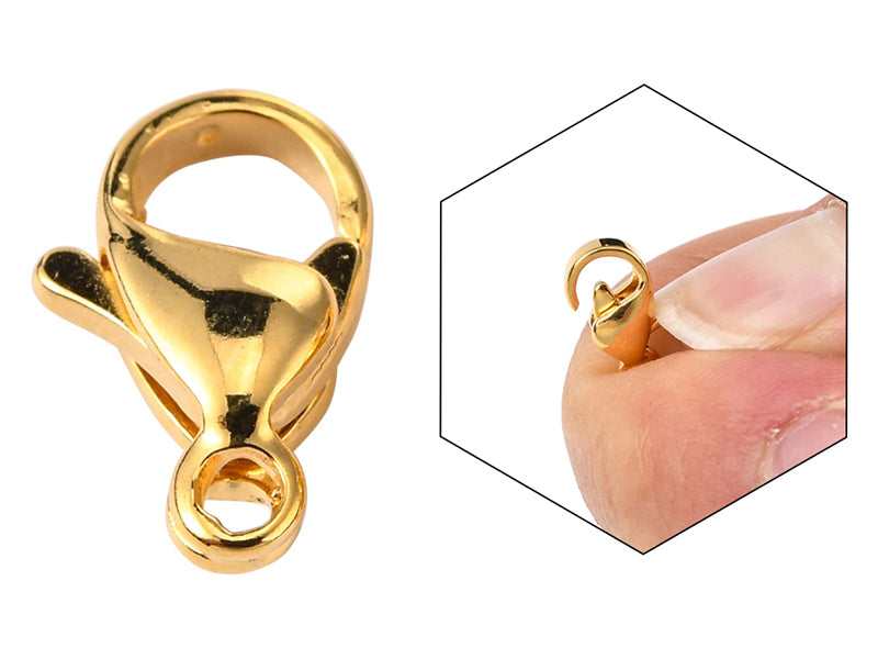 achat Lot de 10 fermoirs mousquetons - doré à l'or fin 24K - éco pack - 11 x 7 mm