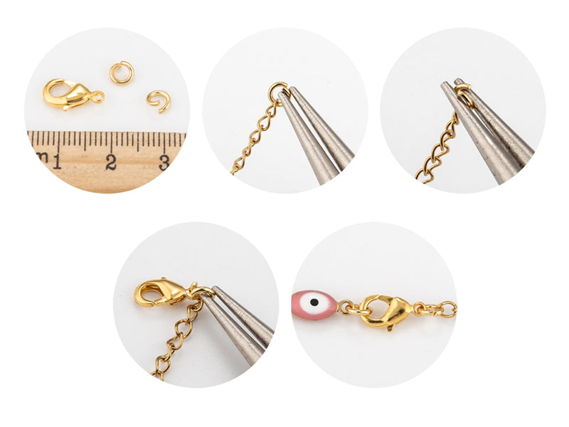 Achat Lot de 10 fermoirs mousquetons - Doré à l'or fin 24K - éco pack - 13 x 8 mm