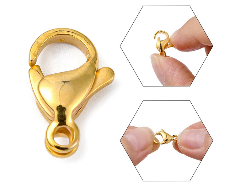 achat Lot de 10 fermoirs mousquetons - Doré à l'or fin 24K - éco pack - 13 x 8 mm
