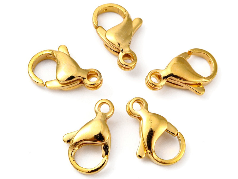 achat Lot de 10 fermoirs mousquetons - Doré à l'or fin 24K - éco pack - 13 x 8 mm