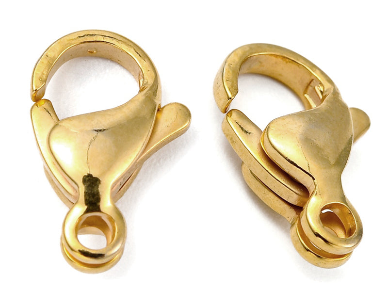 achat Lot de 10 fermoirs mousquetons - Doré à l'or fin 24K - éco pack - 13 x 8 mm