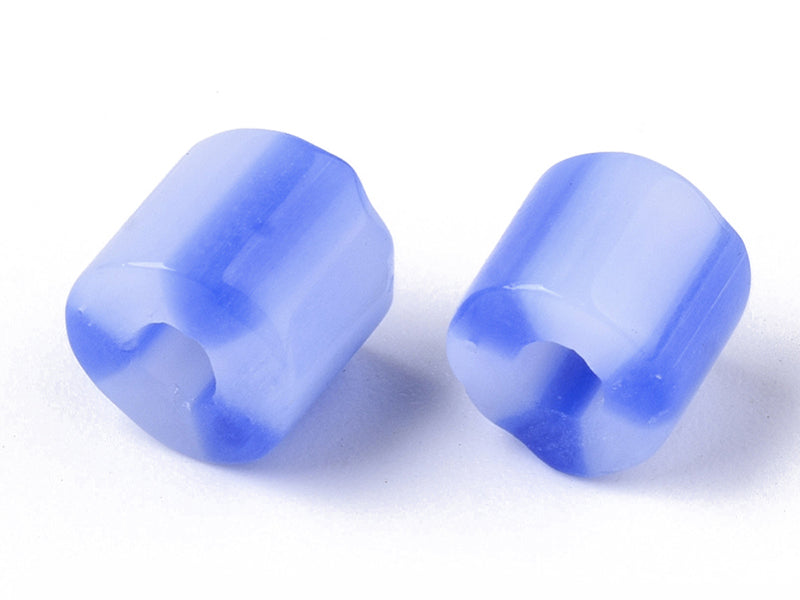 Achat Perles tubes bugles - Rayures bleues - 7 mm - 10 g
