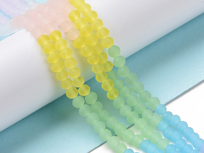 achat Lot de 50 perles en verre à facettes - 4 x 3 mm - multicolore translucide