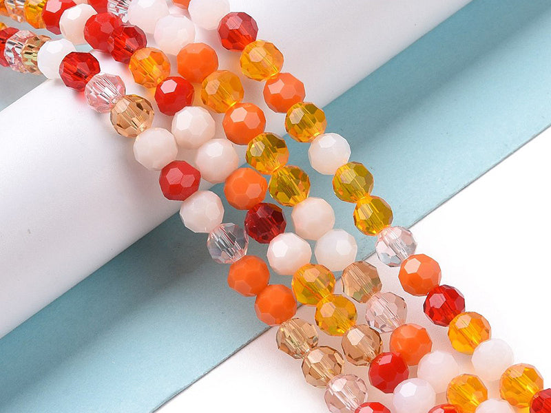 achat Lot de 50 perles rondes facettées - 5 mm - Tons orangés