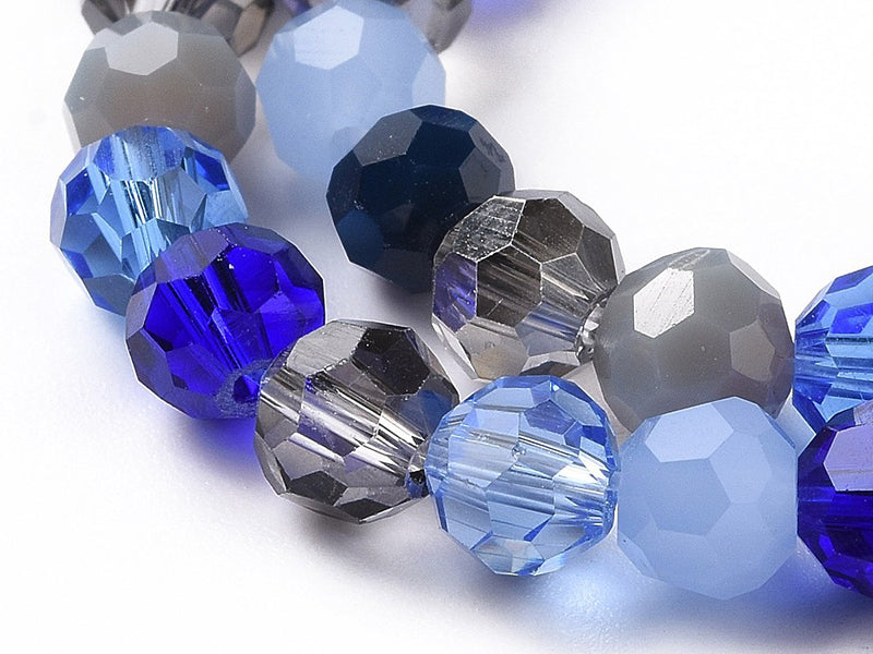 Achat Lot de 50 perles rondes facettées - 5 mm - tons bleus