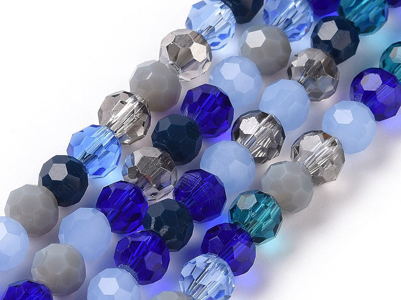 Achat Lot de 50 perles rondes facettées - 5 mm - tons bleus