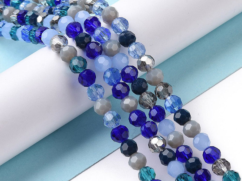achat Lot de 50 perles rondes facettées - 5 mm - tons bleus