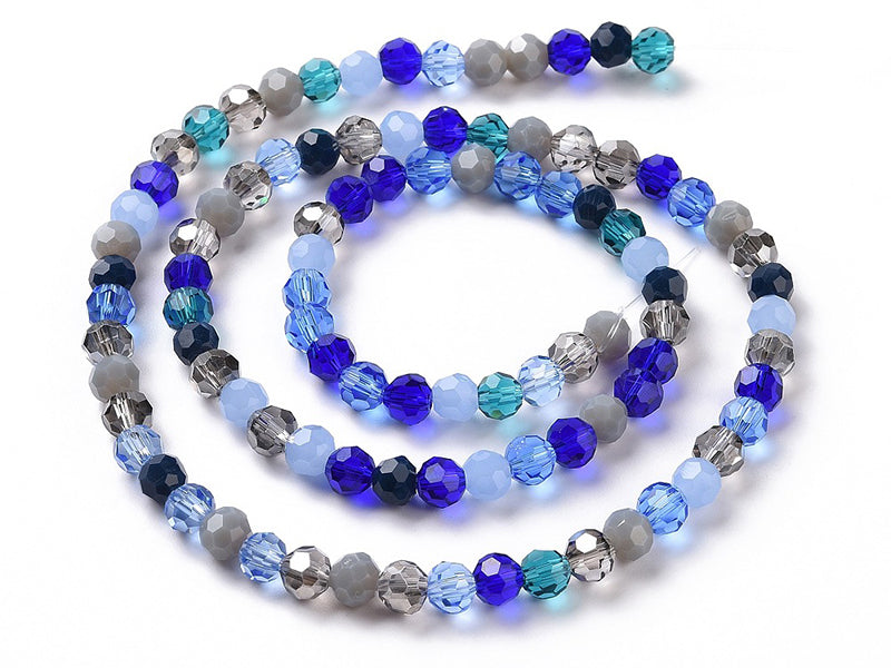 achat Lot de 50 perles rondes facettées - 5 mm - tons bleus