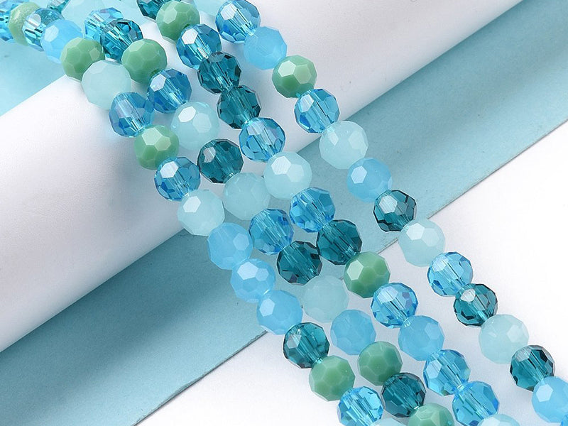 achat Lot de 50 perles rondes facettées - 5 mm - Tons bleu clair