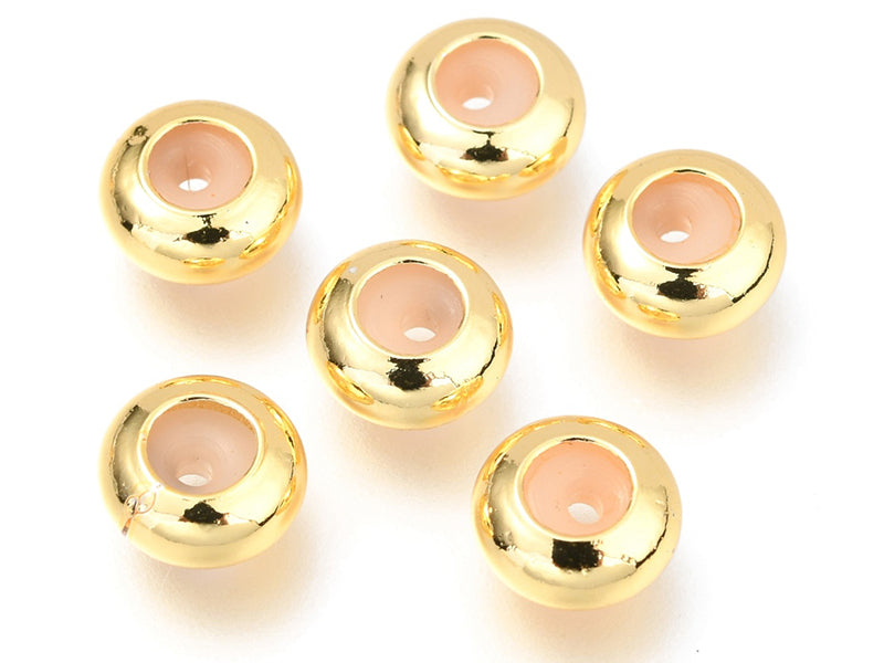 Achat Lot de 5 perles stoppeur - perles avec caoutchouc pour bracelets coulissants - doré - 8 x 4 mm