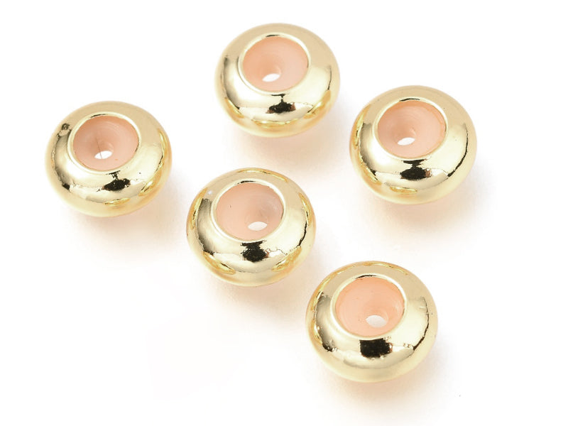 achat Lot de 5 perles stoppeur - perles avec caoutchouc pour bracelets coulissants - doré - 8 x 4 mm