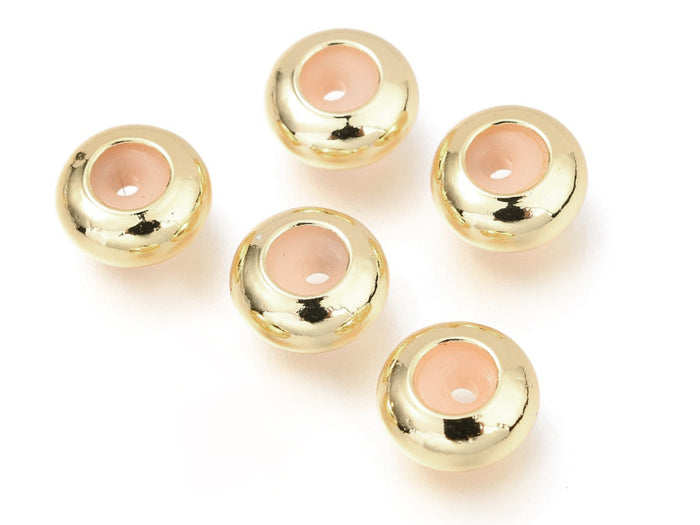 Achat Lot de 5 perles stoppeur - perles avec caoutchouc pour bracelets coulissants - doré - 8 x 4 mm