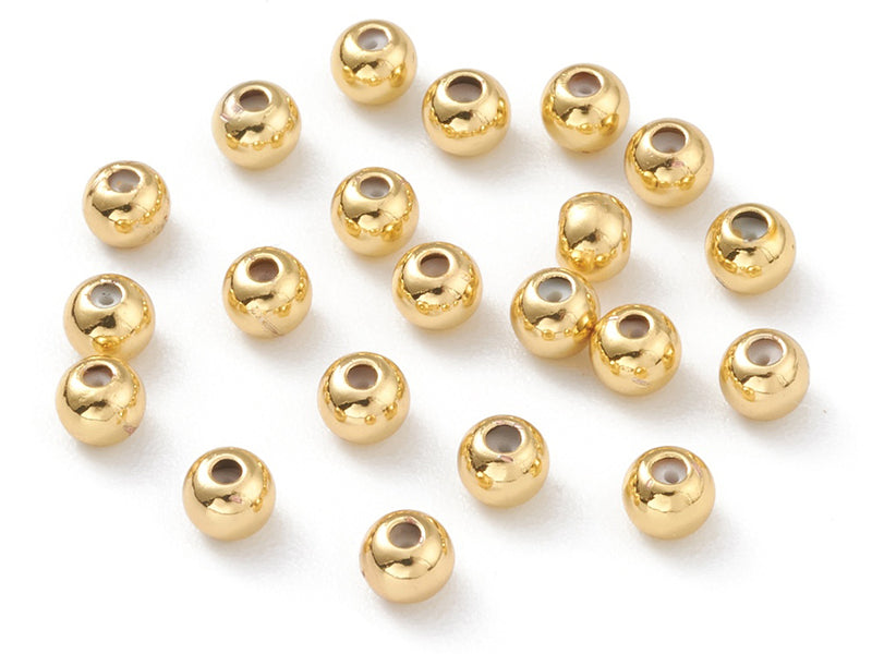achat Lot de 5 perles stoppeur - perles avec caoutchouc pour bracelets coulissants - doré à l'or fin 18K - 4 x 3 mm