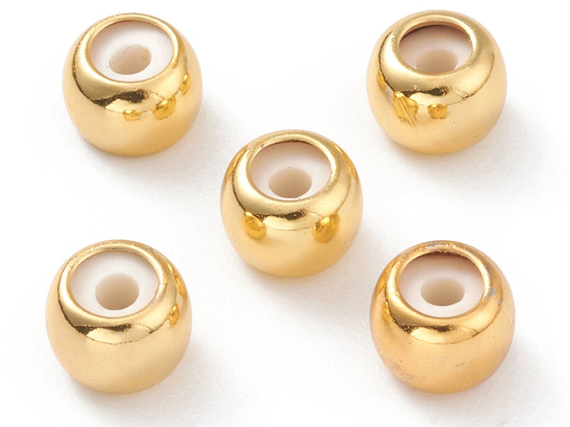 Achat Lot de 5 perles stoppeur - perles avec caoutchouc pour bracelets coulissants - doré à l'or fin 18K- 7 x 5 mm