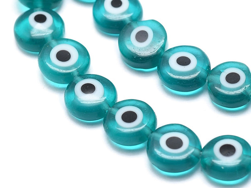 Achat Lot de 20 petites perles en verre - œil turc turquoise - 6 x 3 mm