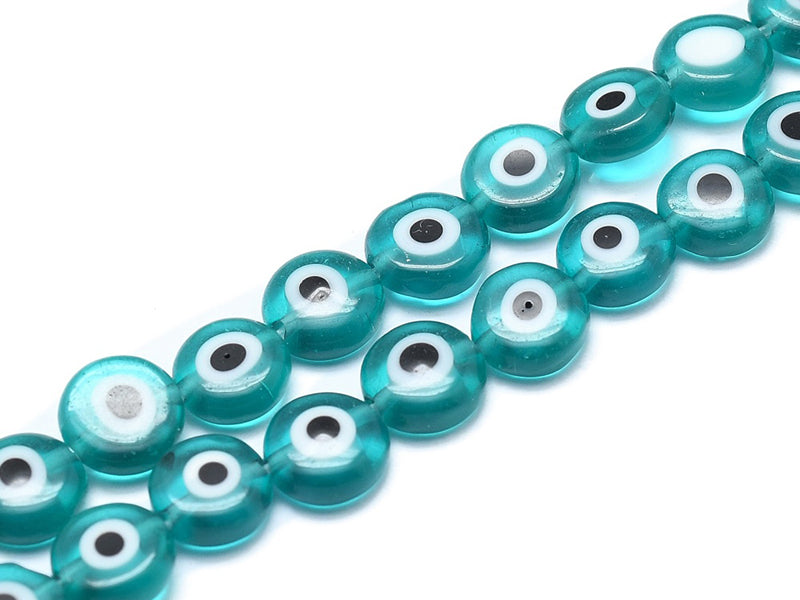 achat Lot de 20 petites perles en verre - œil turc turquoise - 6 x 3 mm
