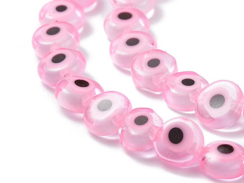 Achat Lot de 20 petites perles en verre - œil turc rose - 6 x 3 mm