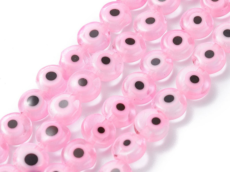 achat Lot de 20 petites perles en verre - œil turc rose - 6 x 3 mm