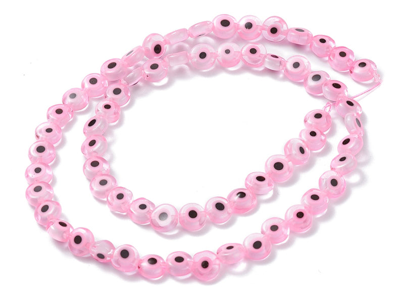 achat Lot de 20 petites perles en verre - œil turc rose - 6 x 3 mm