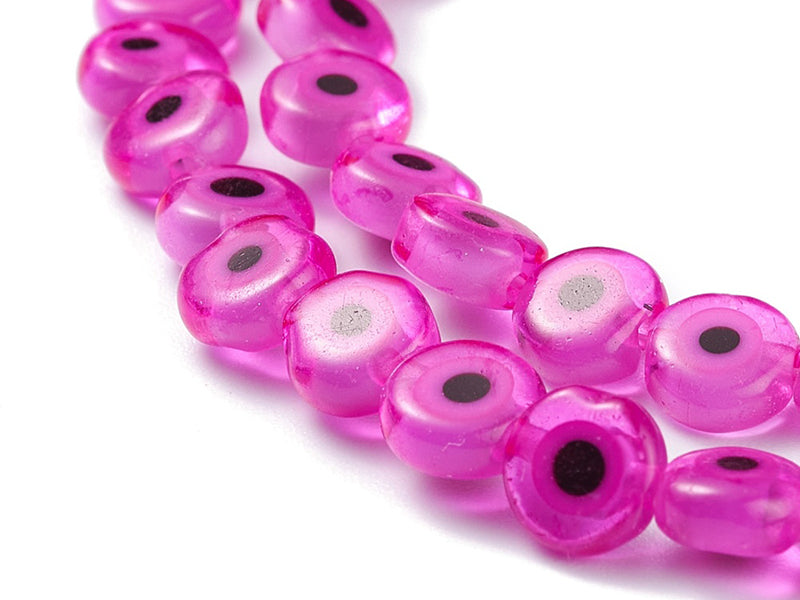 Achat Lot de 20 petites perles en verre - œil turc rose fuchsia - 6 x 3 mm