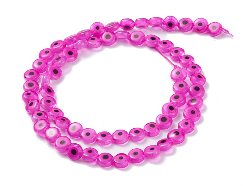 achat Lot de 20 petites perles en verre - œil turc rose fuchsia - 6 x 3 mm