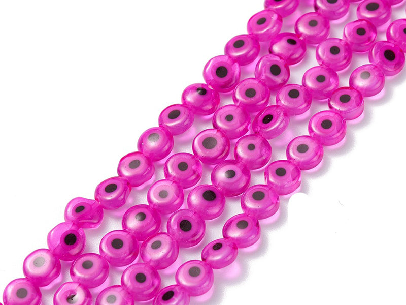 achat Lot de 20 petites perles en verre - œil turc rose fuchsia - 6 x 3 mm