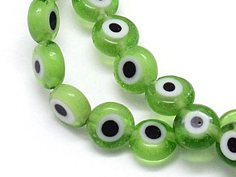 Achat Lot de 20 petites perles en verre - œil turc vert - 6 x 3 mm