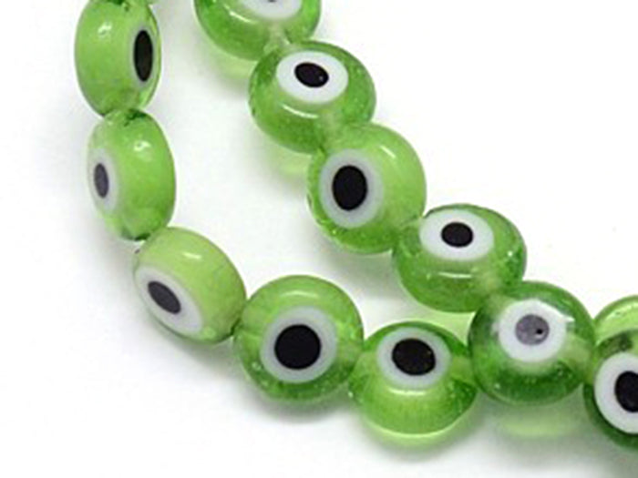 Achat Lot de 20 petites perles en verre - œil turc vert - 6 x 3 mm