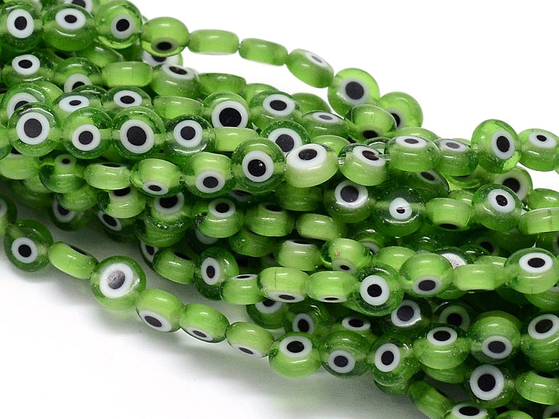 achat Lot de 20 petites perles en verre - œil turc vert - 6 x 3 mm