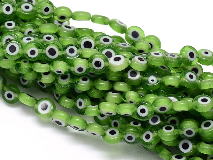 Achat Lot de 20 petites perles en verre - œil turc vert - 6 x 3 mm