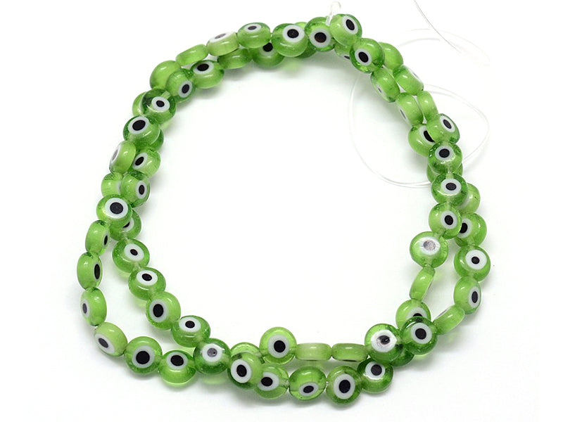 achat Lot de 20 petites perles en verre - œil turc vert - 6 x 3 mm