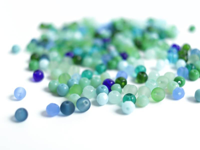 Achat 20 g de perles rondes en verre 4 mm - tons verts