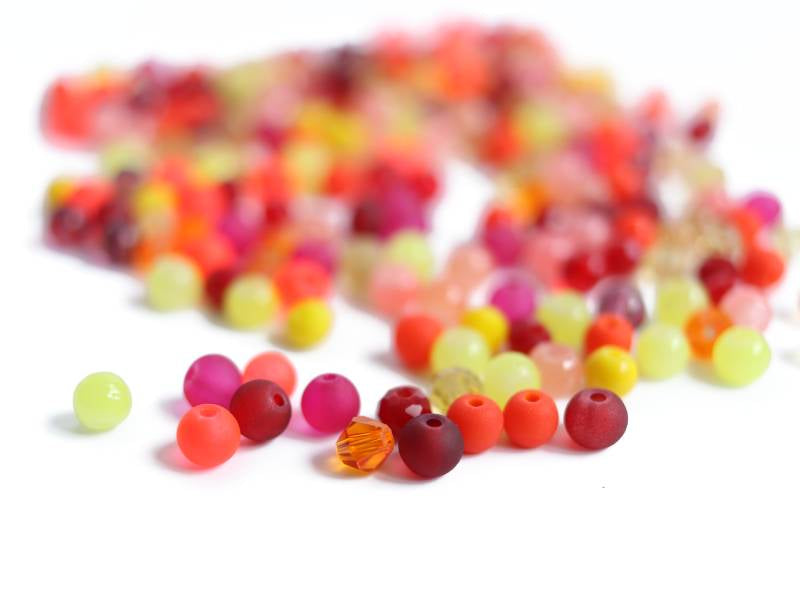 Achat 20 g de perles rondes en verre 4 mm - tons orangés