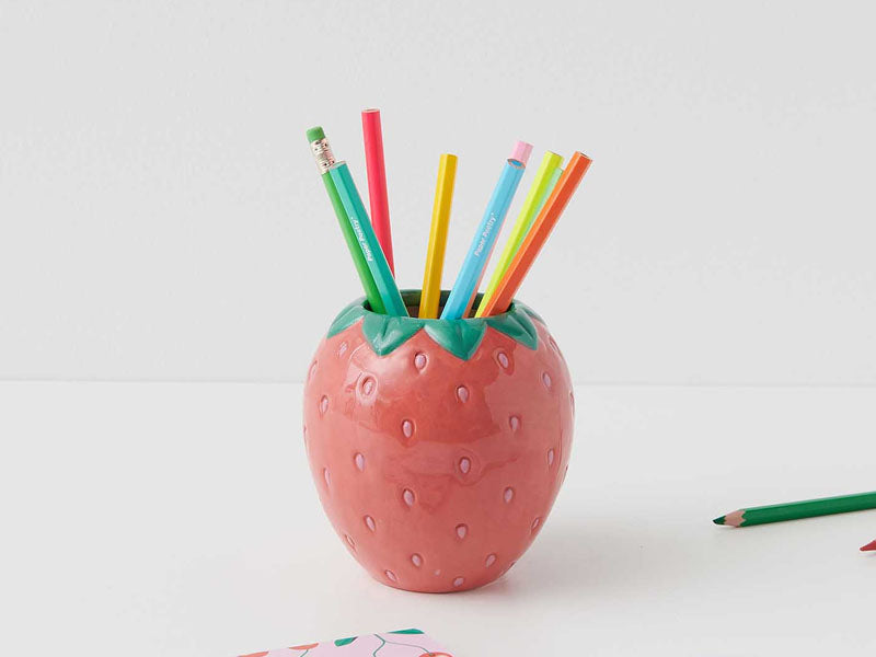 achat Pot à crayons en céramique fraise